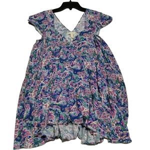 Matilda Jane Maze Paisley Printed V Neck Swingy Tunic Top Asymmetric Hem Small